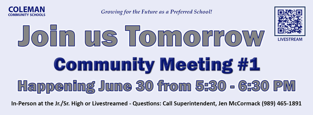 Community Meeting #1 tomorrow